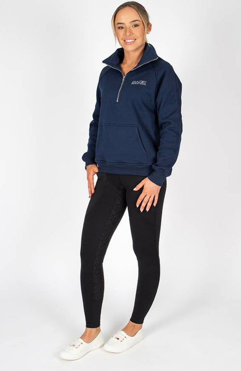 BARE Quarter Zip Teddy Pullover Sweater - Navy